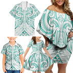 Maori Rugby Custom Ngaru Mangopare Family Matching Off Shoulder Short Dress and Hawaiian Shirt Karikiorangi Taniwha Motif