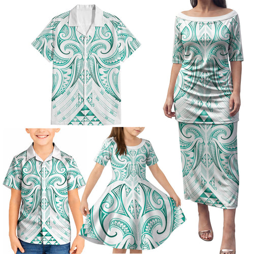 Maori Rugby Custom Ngaru Mangopare Family Matching Puletasi and Hawaiian Shirt Karikiorangi Taniwha Motif