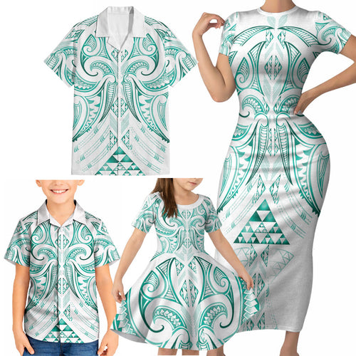 Maori Rugby Custom Ngaru Mangopare Family Matching Short Sleeve Bodycon Dress and Hawaiian Shirt Karikiorangi Taniwha Motif