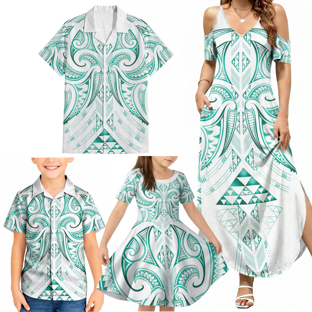 Maori Rugby Custom Ngaru Mangopare Family Matching Summer Maxi Dress and Hawaiian Shirt Karikiorangi Taniwha Motif
