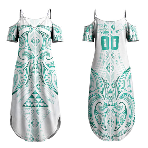 Maori Rugby Custom Ngaru Mangopare Family Matching Summer Maxi Dress and Hawaiian Shirt Karikiorangi Taniwha Motif
