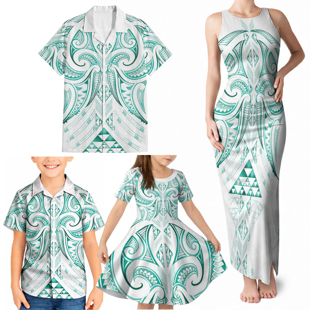 Maori Rugby Custom Ngaru Mangopare Family Matching Tank Maxi Dress and Hawaiian Shirt Karikiorangi Taniwha Motif