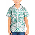 Maori Rugby Custom Ngaru Mangopare Kid Hawaiian Shirt Karikiorangi Taniwha Motif