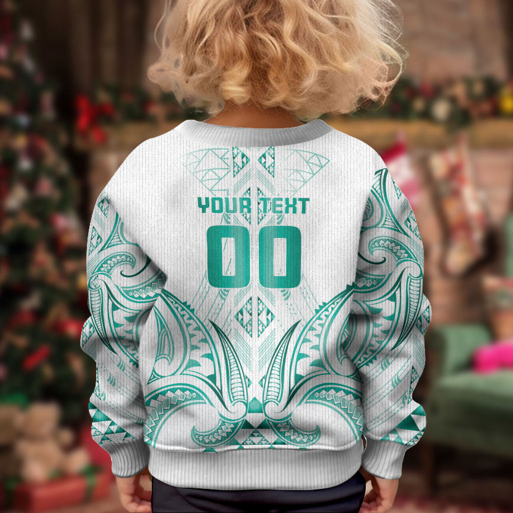 Maori Rugby Custom Ngaru Mangopare Kid Ugly Christmas Sweater Karikiorangi Taniwha Motif