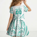 Maori Rugby Custom Ngaru Mangopare Kid Short Sleeve Dress Karikiorangi Taniwha Motif