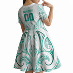 Maori Rugby Custom Ngaru Mangopare Kid Short Sleeve Dress Karikiorangi Taniwha Motif