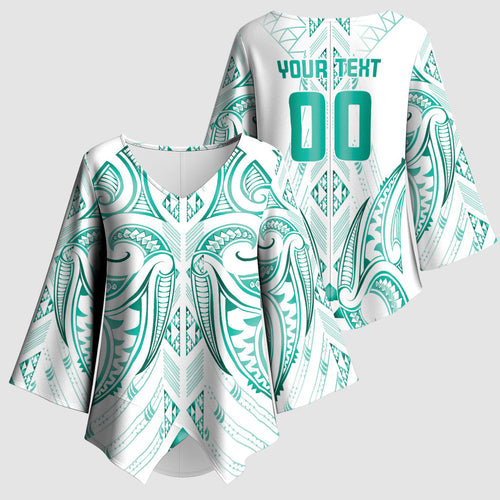 Maori Rugby Custom Ngaru Mangopare Kimono Sleeve Blouse Karikiorangi Taniwha Motif