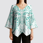 Maori Rugby Custom Ngaru Mangopare Kimono Sleeve Blouse Karikiorangi Taniwha Motif