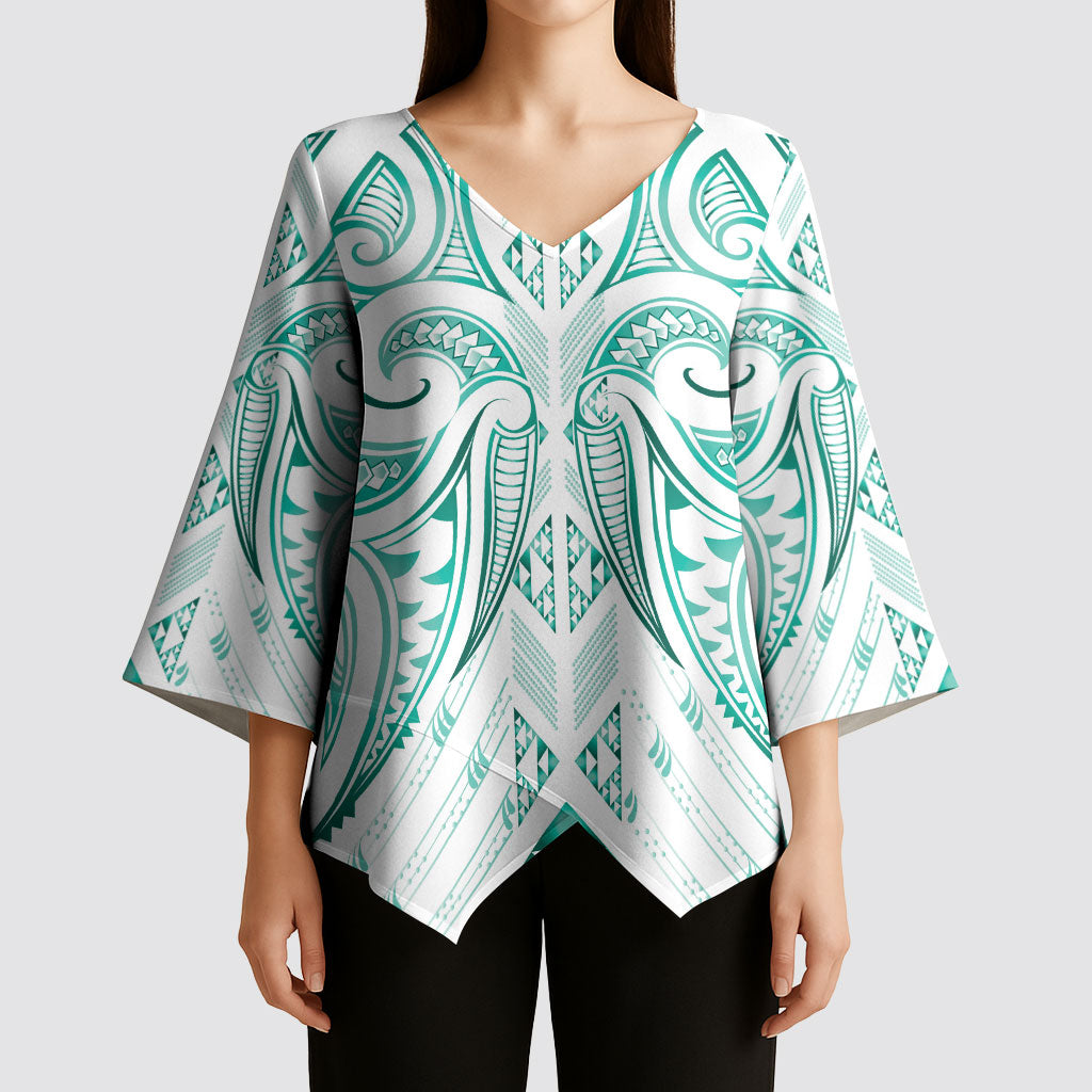 Maori Rugby Custom Ngaru Mangopare Kimono Sleeve Blouse Karikiorangi Taniwha Motif