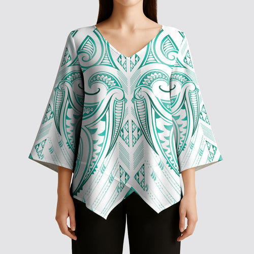 Maori Rugby Custom Ngaru Mangopare Kimono Sleeve Blouse Karikiorangi Taniwha Motif
