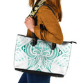 Maori Rugby Custom Ngaru Mangopare Leather Tote Bag Karikiorangi Taniwha Motif