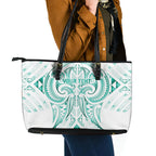 Maori Rugby Custom Ngaru Mangopare Leather Tote Bag Karikiorangi Taniwha Motif