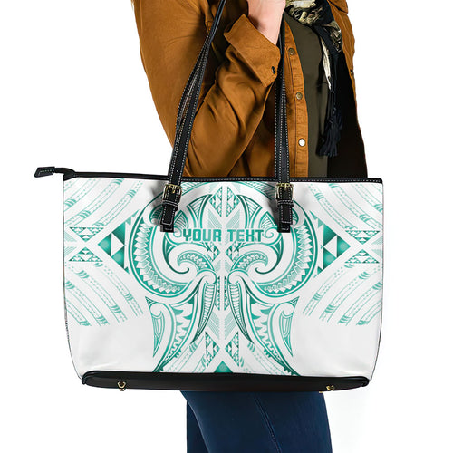 Maori Rugby Custom Ngaru Mangopare Leather Tote Bag Karikiorangi Taniwha Motif