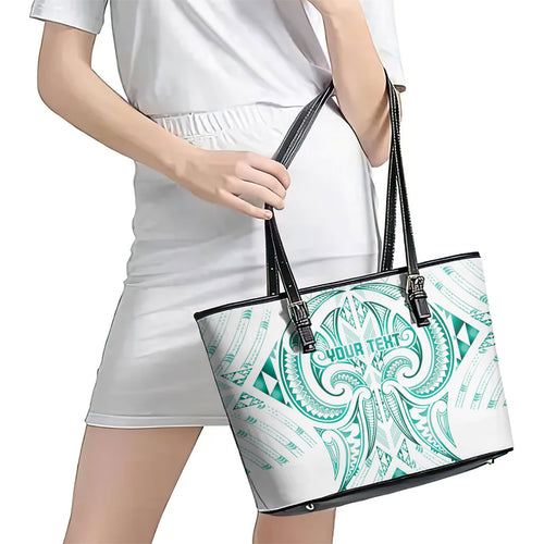 Maori Rugby Custom Ngaru Mangopare Leather Tote Bag Karikiorangi Taniwha Motif