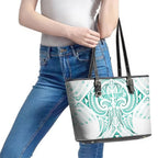 Maori Rugby Custom Ngaru Mangopare Leather Tote Bag Karikiorangi Taniwha Motif