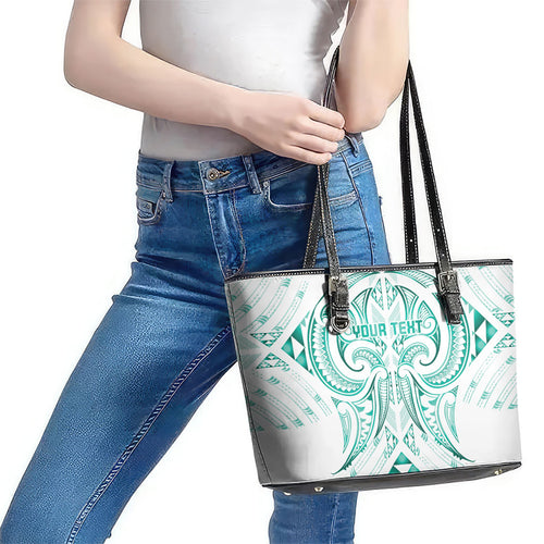 Maori Rugby Custom Ngaru Mangopare Leather Tote Bag Karikiorangi Taniwha Motif