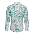 Maori Rugby Custom Ngaru Mangopare Long Sleeve Button Shirt Karikiorangi Taniwha Motif