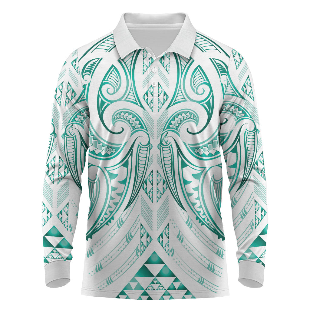 Maori Rugby Custom Ngaru Mangopare Long Sleeve Polo Shirt Karikiorangi Taniwha Motif