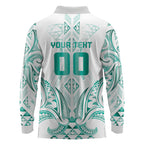 Maori Rugby Custom Ngaru Mangopare Long Sleeve Polo Shirt Karikiorangi Taniwha Motif