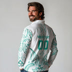 Maori Rugby Custom Ngaru Mangopare Long Sleeve Polo Shirt Karikiorangi Taniwha Motif