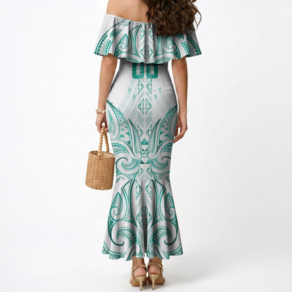 Maori Rugby Custom Ngaru Mangopare Mermaid Dress Karikiorangi Taniwha Motif