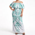 Maori Rugby Custom Ngaru Mangopare Off Shoulder Maxi Dress Karikiorangi Taniwha Motif