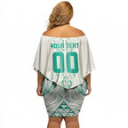 Maori Rugby Custom Ngaru Mangopare Off Shoulder Short Dress Karikiorangi Taniwha Motif