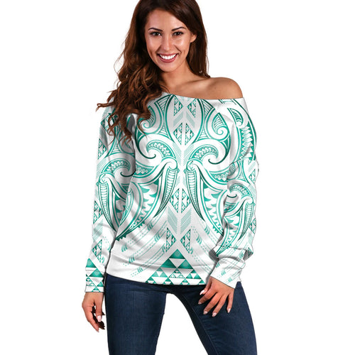 Maori Rugby Custom Ngaru Mangopare Off Shoulder Sweater Karikiorangi Taniwha Motif