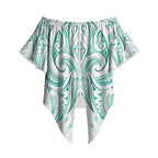 Maori Rugby Custom Ngaru Mangopare Off Shoulder Wrap Waist Top Karikiorangi Taniwha Motif