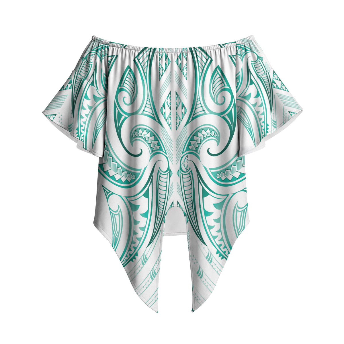 Maori Rugby Custom Ngaru Mangopare Off Shoulder Wrap Waist Top Karikiorangi Taniwha Motif
