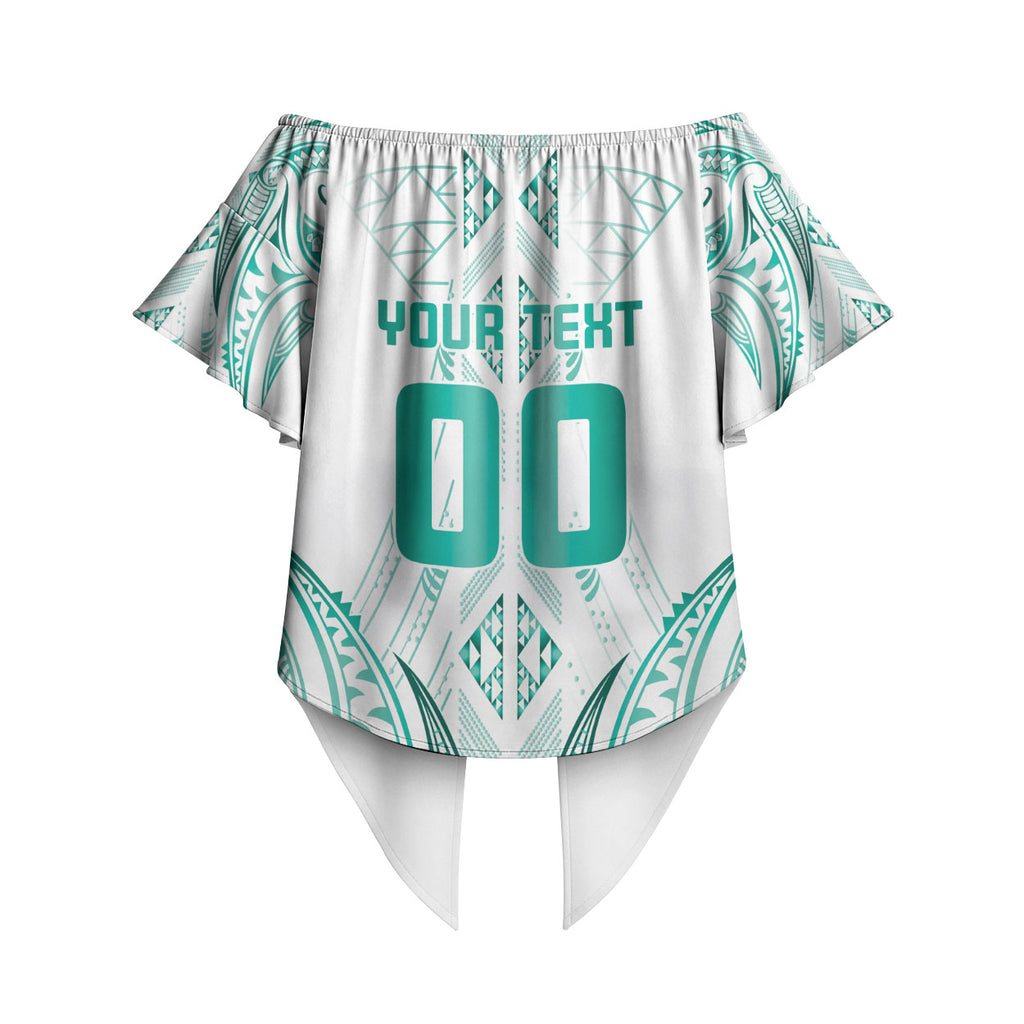 Maori Rugby Custom Ngaru Mangopare Off Shoulder Wrap Waist Top Karikiorangi Taniwha Motif