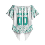 Maori Rugby Custom Ngaru Mangopare Off Shoulder Wrap Waist Top Karikiorangi Taniwha Motif