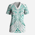 Maori Rugby Custom Ngaru Mangopare Scrub Top Karikiorangi Taniwha Motif