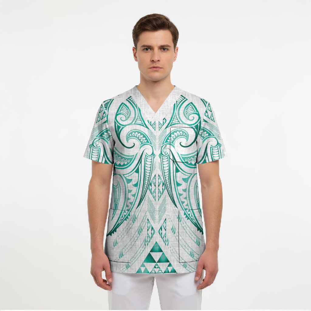 Maori Rugby Custom Ngaru Mangopare Scrub Top Karikiorangi Taniwha Motif