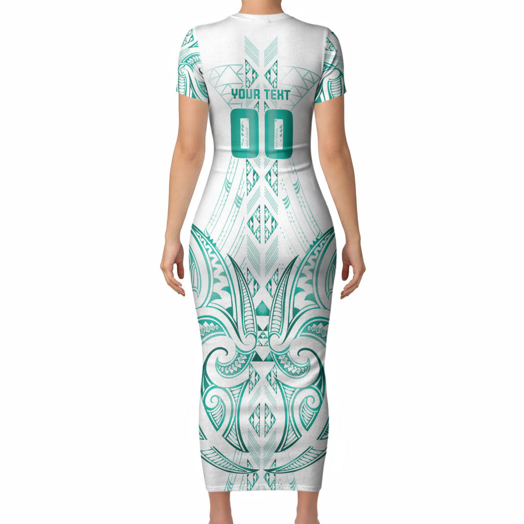 Maori Rugby Custom Ngaru Mangopare Short Sleeve Bodycon Dress Karikiorangi Taniwha Motif