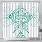Maori Rugby Custom Ngaru Mangopare Shower Curtain Karikiorangi Taniwha Motif
