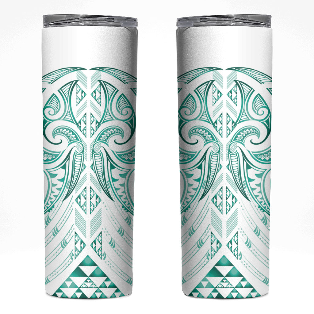 Maori Rugby Custom Ngaru Mangopare Skinny Tumbler Karikiorangi Taniwha Motif