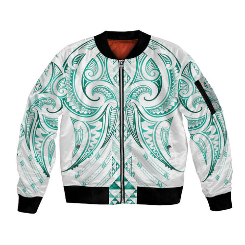 Maori Rugby Custom Ngaru Mangopare Sleeve Zip Bomber Jacket Karikiorangi Taniwha Motif