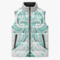 Maori Rugby Custom Ngaru Mangopare Sleeveless Puffer Jacket Karikiorangi Taniwha Motif