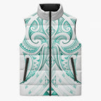 Maori Rugby Custom Ngaru Mangopare Sleeveless Puffer Jacket Karikiorangi Taniwha Motif