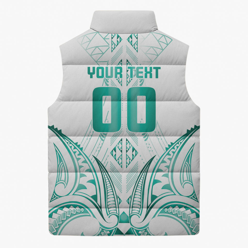 Maori Rugby Custom Ngaru Mangopare Sleeveless Puffer Jacket Karikiorangi Taniwha Motif