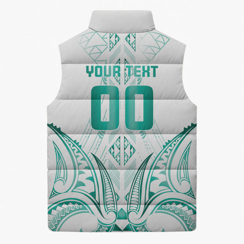 Maori Rugby Custom Ngaru Mangopare Sleeveless Puffer Jacket Karikiorangi Taniwha Motif