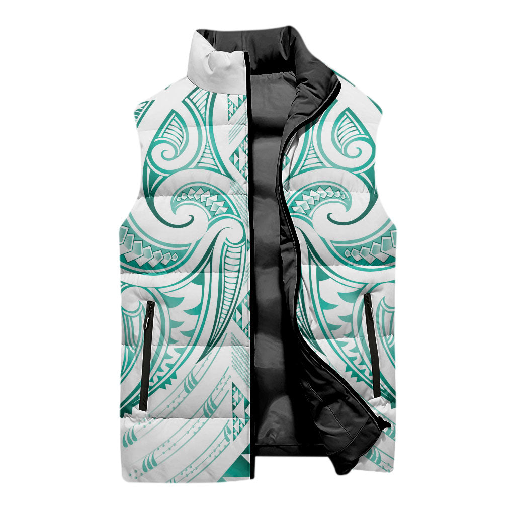Maori Rugby Custom Ngaru Mangopare Sleeveless Puffer Jacket Karikiorangi Taniwha Motif