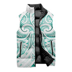 Maori Rugby Custom Ngaru Mangopare Sleeveless Puffer Jacket Karikiorangi Taniwha Motif
