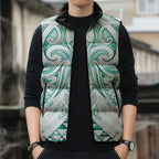 Maori Rugby Custom Ngaru Mangopare Sleeveless Puffer Jacket Karikiorangi Taniwha Motif