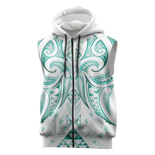 Maori Rugby Custom Ngaru Mangopare Sleeveless Zip Hoodie Karikiorangi Taniwha Motif