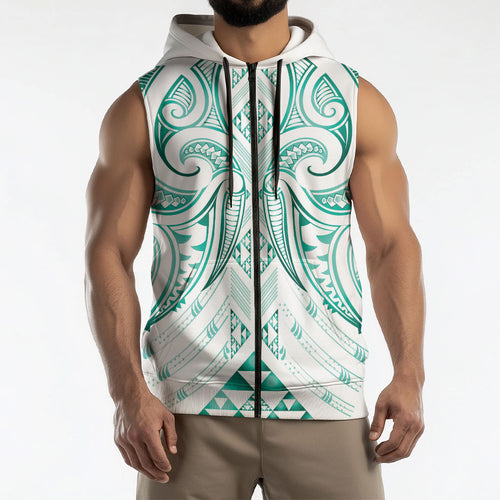 Maori Rugby Custom Ngaru Mangopare Sleeveless Zip Hoodie Karikiorangi Taniwha Motif