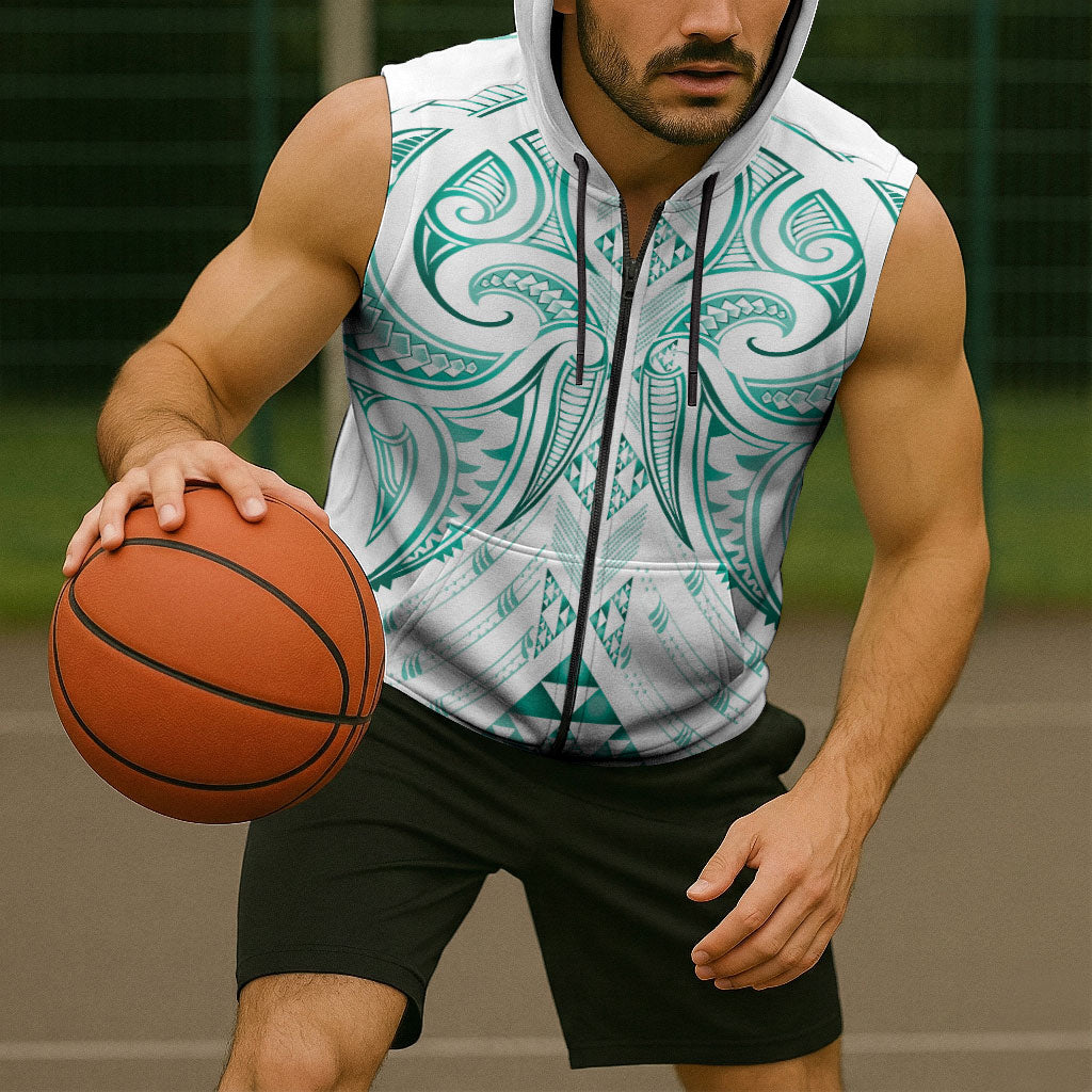 Maori Rugby Custom Ngaru Mangopare Sleeveless Zip Hoodie Karikiorangi Taniwha Motif