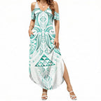 Maori Rugby Custom Ngaru Mangopare Summer Maxi Dress Karikiorangi Taniwha Motif