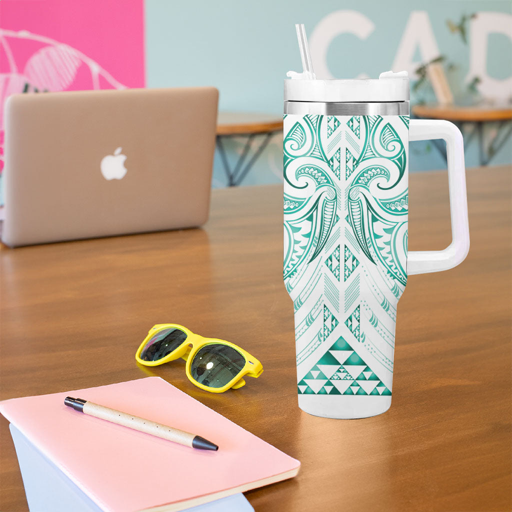 Maori Rugby Custom Ngaru Mangopare Tumbler With Handle Karikiorangi Taniwha Motif